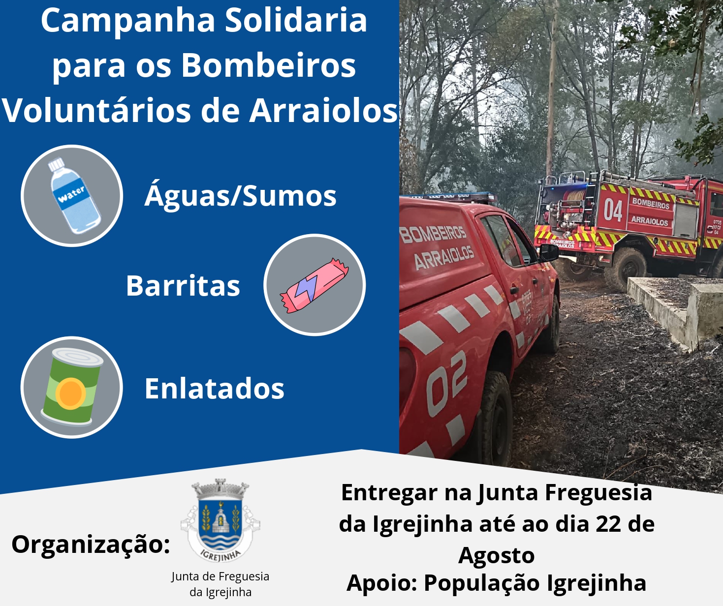 Imagem Campanha Solidária para os Bombeiros Voluntários de Arraiolos